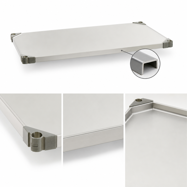 Product image #3 for Metro Super Erecta 36-Inch x 24-Inch Solid Type 304 Stainless Steel Shelf, Autoclavable/Cart-Washable