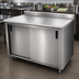 Thumbnail image #3 for Advance Tabco Enclosed Work Table with Cabinet Base and Sliding Doors, 48 x 24 Inch, 14 Gauge 304 Stainless Steel Top