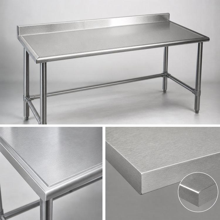 Product image #3 for Spec-Master Marine Series 60-Inch x 36-Inch Stainless Steel Work Table with 4-1/2-Inch Backsplash