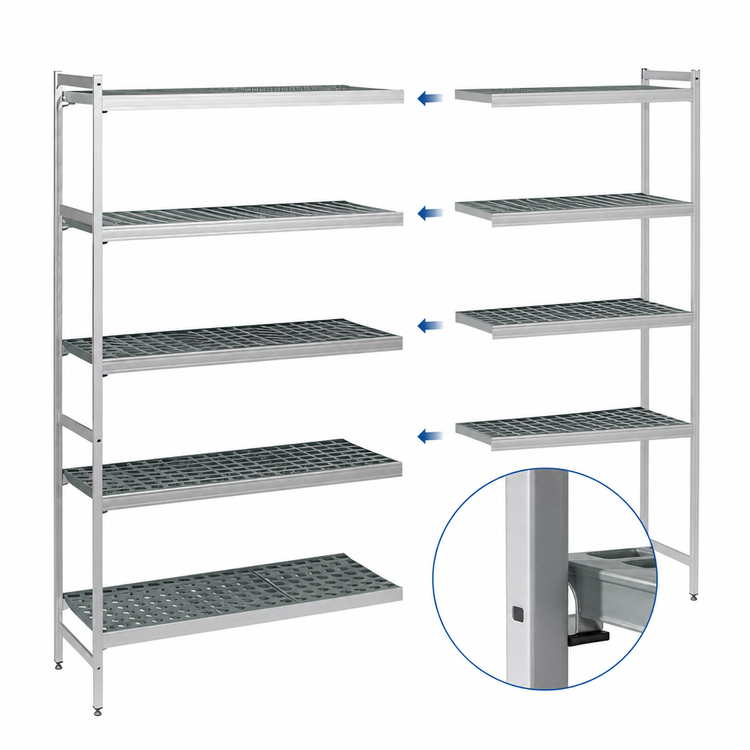 Product image #3 for Fermostock 5-Tier Polymer Shelving Unit Expansion Kit, 52 W x 14 D x 83 H, Gray
