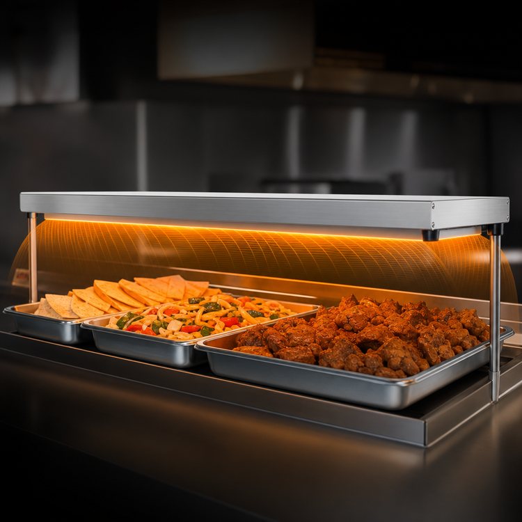 Product image #3 for Hatco Glo-Ray® Freestanding Heated Shelf, 66-Inch Wide x 9.75-Inch Deep, Stainless Steel Top
