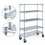 Thumbnail image #3 for Metro Super Erecta 5A336EC 5-Shelf Wire Shelving Stem Caster Cart, 36 x 18 x 67-7/8 Inches, Chrome, 900 lb. Capacity
