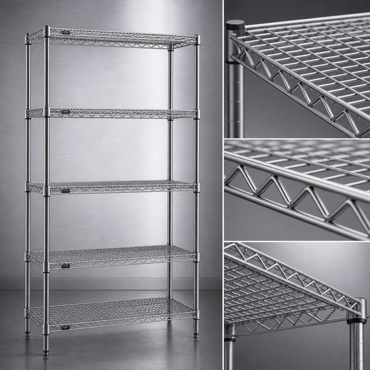 Product image #3 for Eagle Red-i-Pak 5-Tier Wire Shelving Unit, 36W x 24D x 63H, Stationary, Pewter Gray Epoxy