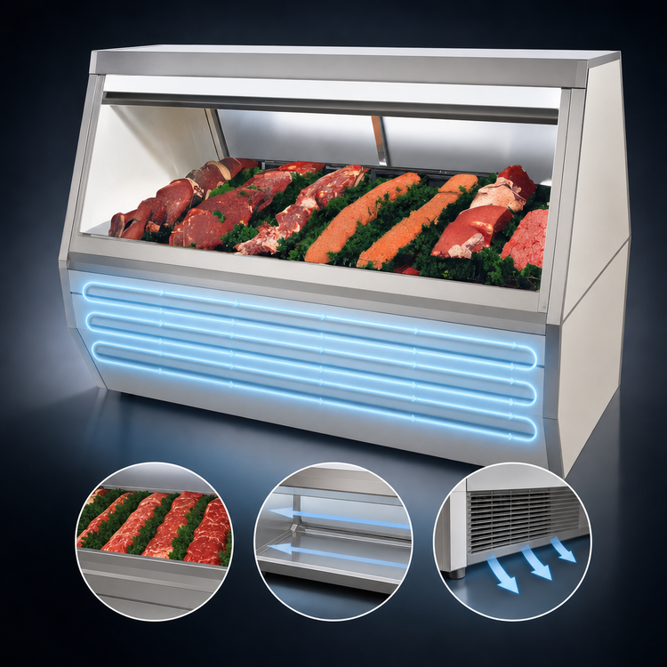 Product image #3 for Howard-McCray 35 Series 95-Inch Wide Red Meat Service Case, Straight Glass, LED Lighting, Remote Refrigeration-Ready