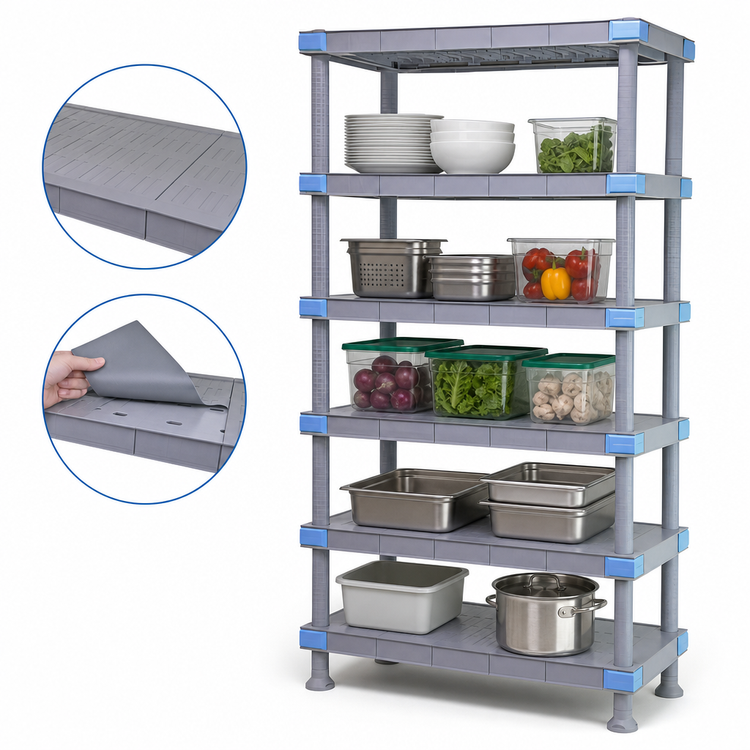 Product image #3 for Millenia 60"W x 24"D x 86"H Polymer Stationary Starter Shelving Unit with 5 Solid Shelves
