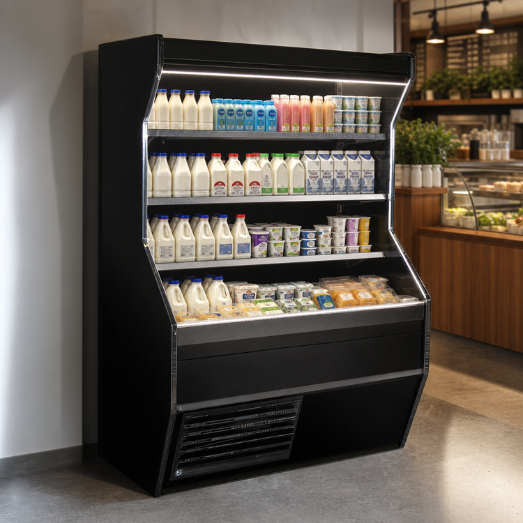 Product image #3 for Howard-McCray 32E Series 50-Inch Open Front Dairy Merchandiser, Remote Refrigeration, Black, LED Lighting