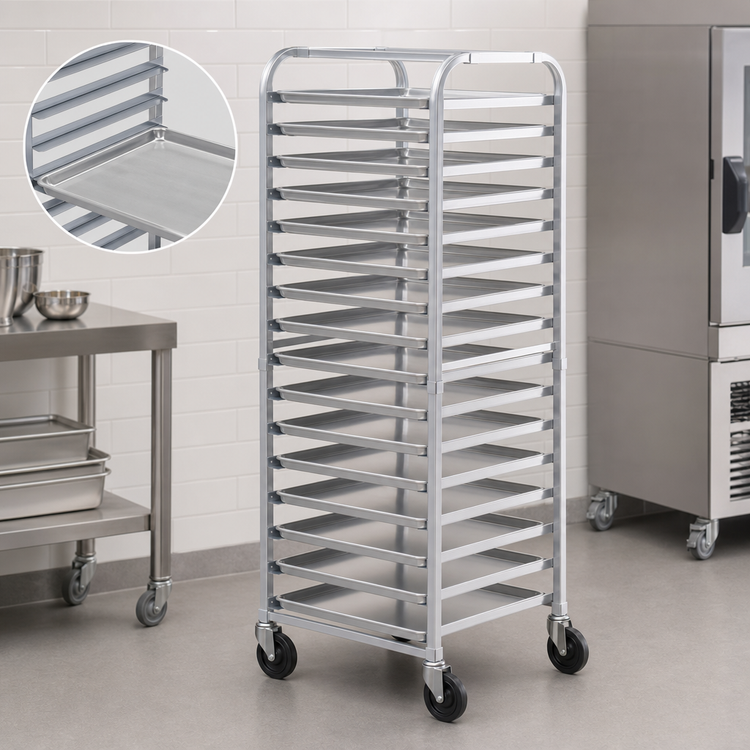 Product image #3 for Winco Mobile Side-Load Aluminum Sheet Pan Rack for 20 Full-Size Pans