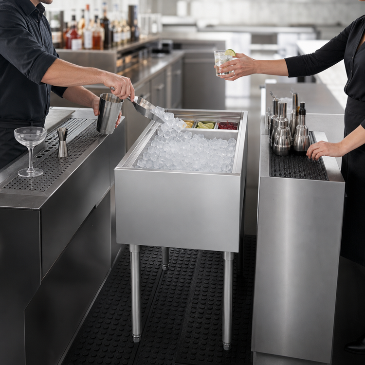 Product image #3 for Krowne Royal Series Pass-Thru Underbar Ice Bin/Cocktail Station, 18 x 35 Inch, 130 lb. Ice Capacity