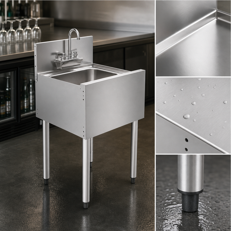Product image #4 for Top Shelf TS Series 18-Inch Freestanding Underbar Wet Waste Sink Unit with 6-Inch Backsplash