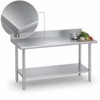 Thumbnail image #3 for Duke Manufacturing 316S-2430-5R Stainless Steel Work Table, 30 x 24 in, 16-Gauge 300-Series Top, 5-in Backsplash, Undershelf