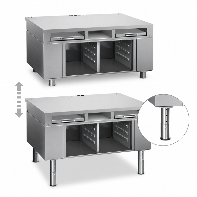 Product image #3 for RATIONAL Height-Adjustable Equipment Stand with Pull-Out Shelves and 12 x 20 Pan Rails for Size 2-S