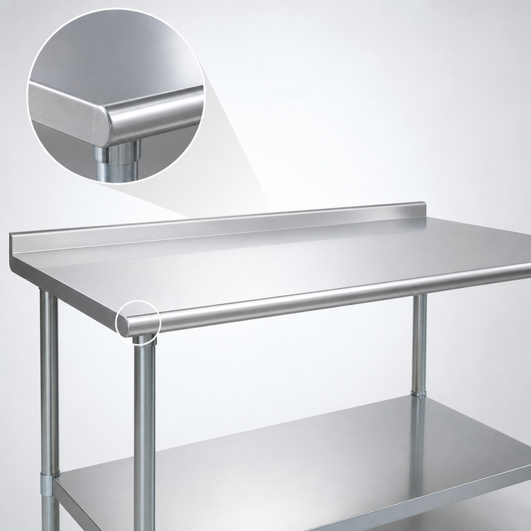 Product image #3 for Eagle Deluxe Series 16-Gauge 300 Series Stainless Steel Work Table with 1-1/2 Inch Rear Upturn and Adjustable Undershelf, 84 x 30 Inches