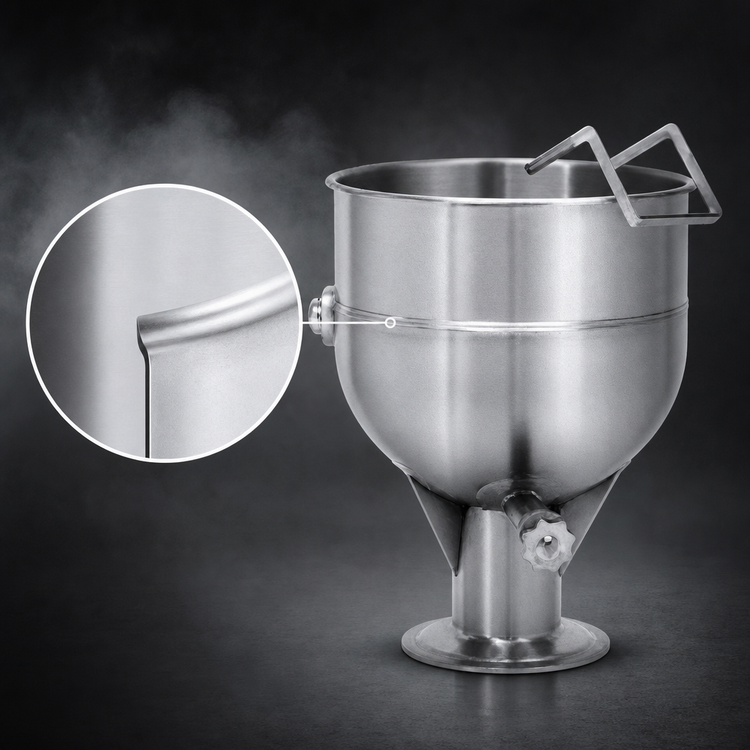 Product image #3 for Legion LP-10 10-Gallon 2/3 Jacketed Stationary Direct Steam Kettle with Pedestal Base