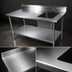 Thumbnail image #3 for John Boos 72-Inch Stainless Steel Prep Table With Sink, Right-Hand Sink Bowl and 5-Inch Backsplash