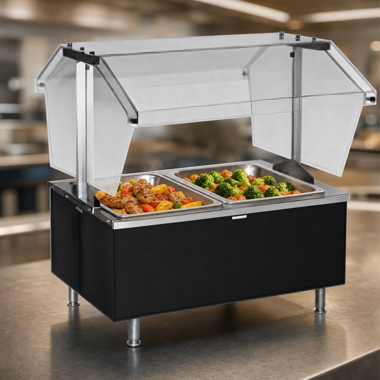 Product image #3 for Eagle Service Mate Tabletop Buffet Hot Food Table with 2 Heated Wells and Sneeze Guard, 208V 3-Phase