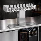 Thumbnail image #3 for Perlick Corporation 4006S12B Glycol-Cooled Tee Beer Tower, Countertop, 12-Faucet, Wide Base, Stainless Steel