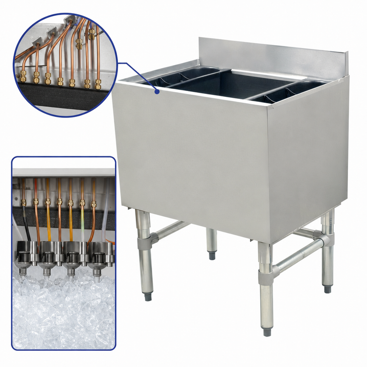 Product image #3 for Omcan 24-Inch Insulated Bar Ice Bin with 12-Inch Deep Bowl and 7-Circuit Post-Mix Cold Plate
