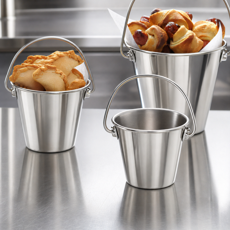 Product image #3 for American Metalcraft 12 oz Stainless Steel Mini Pail with Handle