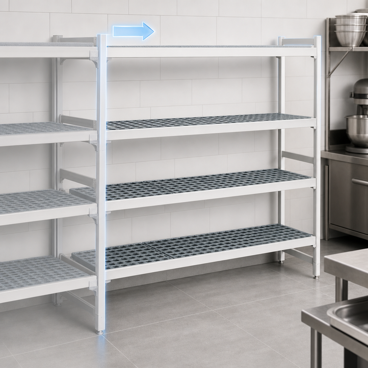 Product image #3 for Fermostock 4-Tier Polymer Shelving Unit Expansion Kit, 71 Inch H x 47 Inch W x 22 Inch D, 1 Upright
