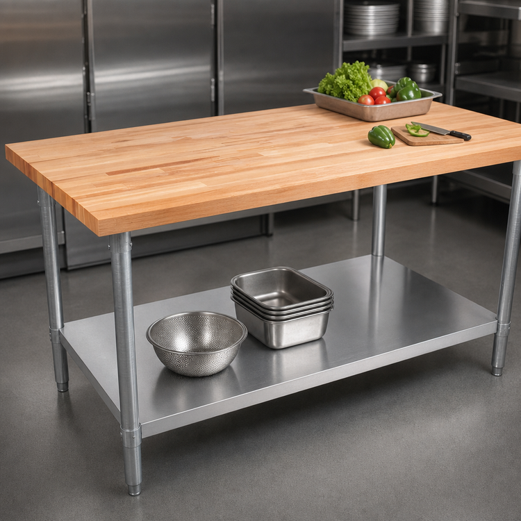 Product image #3 for John Boos 120 x 24-Inch Wood Top Work Table with 1-1/2-Inch Edge Grain Maple Top