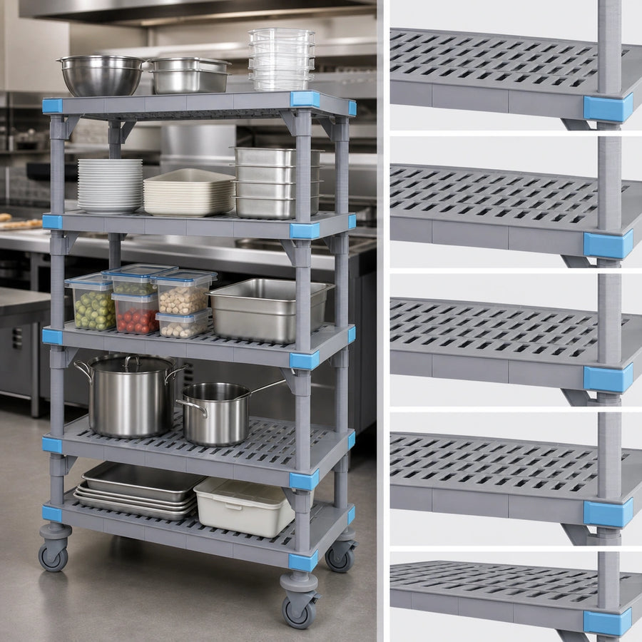 Five Open Grid Shelves