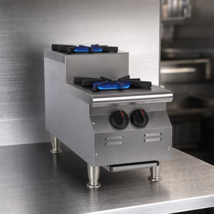 Product image #3 for RedHots Chef's Line Step-Up Countertop Gas Hot Plate, 2 Burners, Natural Gas, 12 Inch, 50,000 BTU