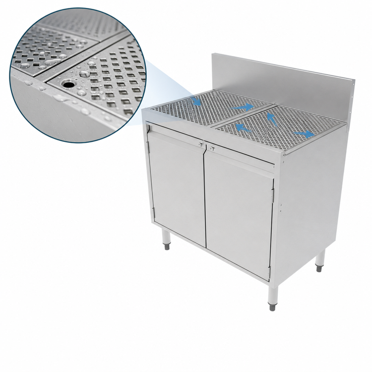 Product image #4 for Top Shelf 30-Inch Underbar Storage Cabinet with Drainboard Top, Stainless Steel