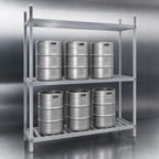 Thumbnail image #3 for Advance Tabco KR-60 Freestanding Aluminum Keg Rack, Adjustable 3 Shelves, 6-Keg Capacity, 60"W x 20"D x 76"H