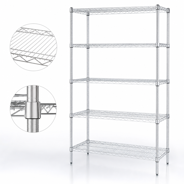 Product image #3 for Quantum 24 in. W x 21 in. D x 86 in. H Stationary 5-Shelf Wire Shelving Starter Kit, 304 Stainless Steel