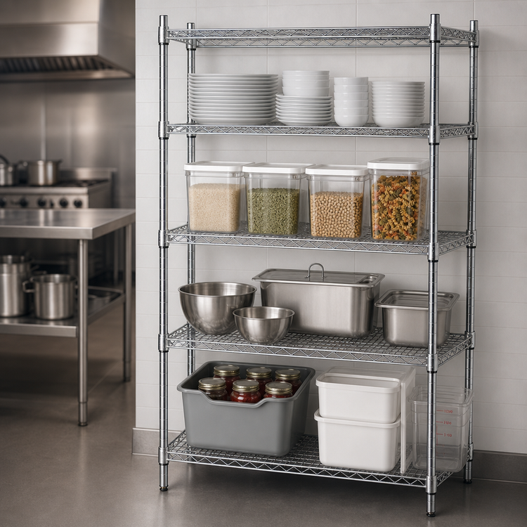 Product image #3 for Advance Tabco Special Value Series Chrome Wire Shelving Unit with 4 Shelves, 42"W x 24"D x 74"H