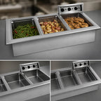 Thumbnail image #3 for Delfield N8745-D Drop-In 3-Pan Electric Hot Food Well, Wet/Dry, Stainless Steel, Individual Infinite Controls, Drain