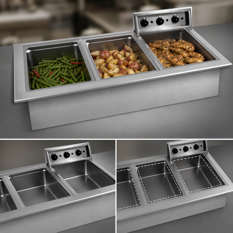 Product image #3 for Delfield N8745-D Drop-In 3-Pan Wet/Dry Electric Hot Food Well