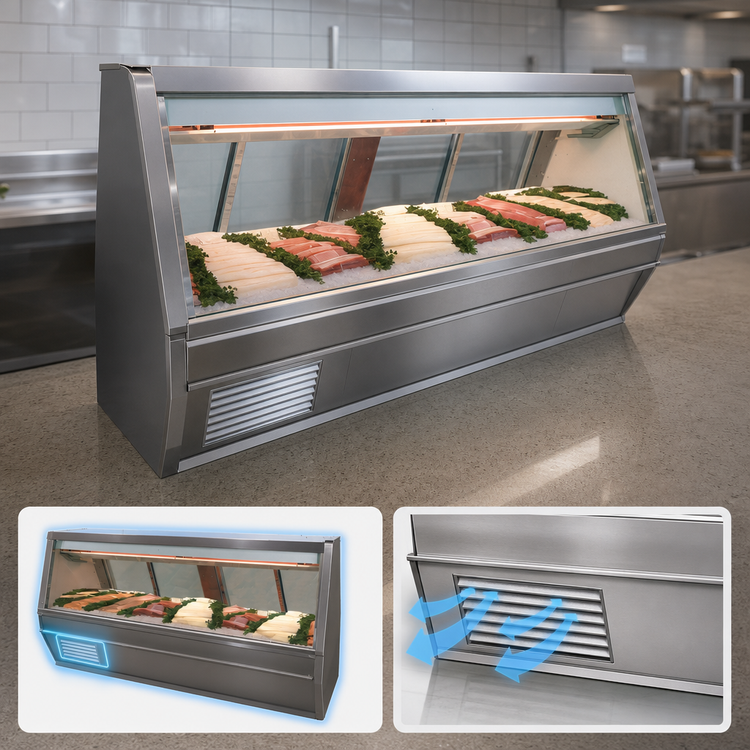 Product image #3 for Howard-McCray 40E Series 100.5 Inch Self-Contained Straight Glass Fish and Poultry Refrigerated Display Case, Stainless Steel