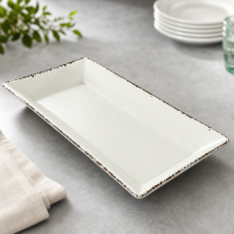 Product image #3 for American Metalcraft Medium Rectangular Melamine Platter, Antique White, 18 x 8-1/4 x 2 Inch