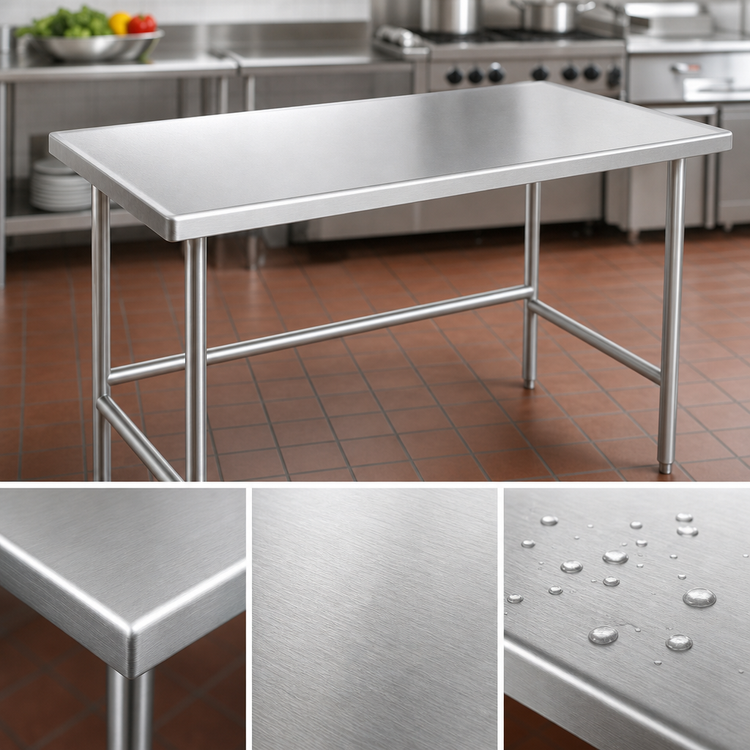 Product image #3 for Advance Tabco TVSS-307 84 x 30 Inch 14-Gauge 304 Stainless Steel Work Table, Open Base