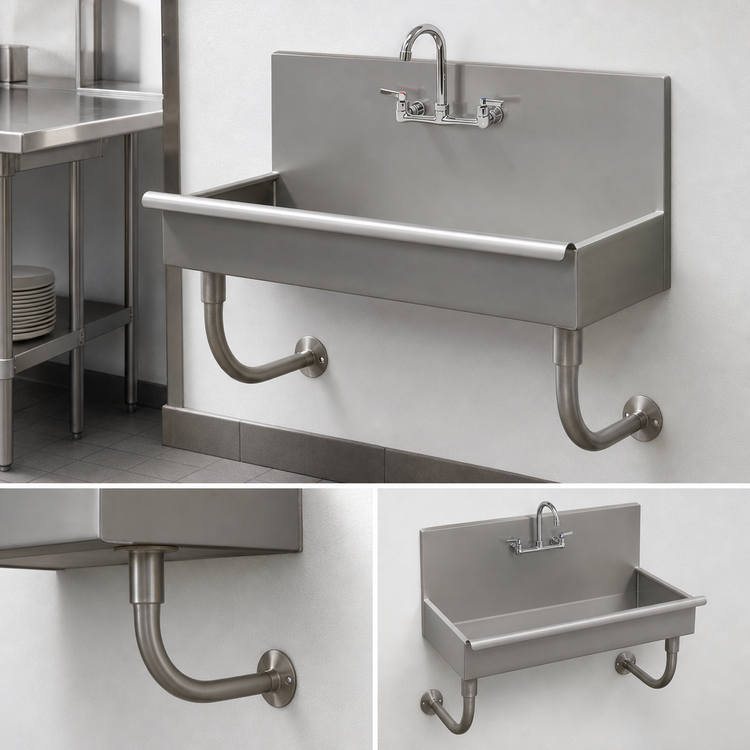 Product image #3 for Advance Tabco 40-Inch Wall Mounted ADA Service Sink with Faucet and Wrist Blade Handles