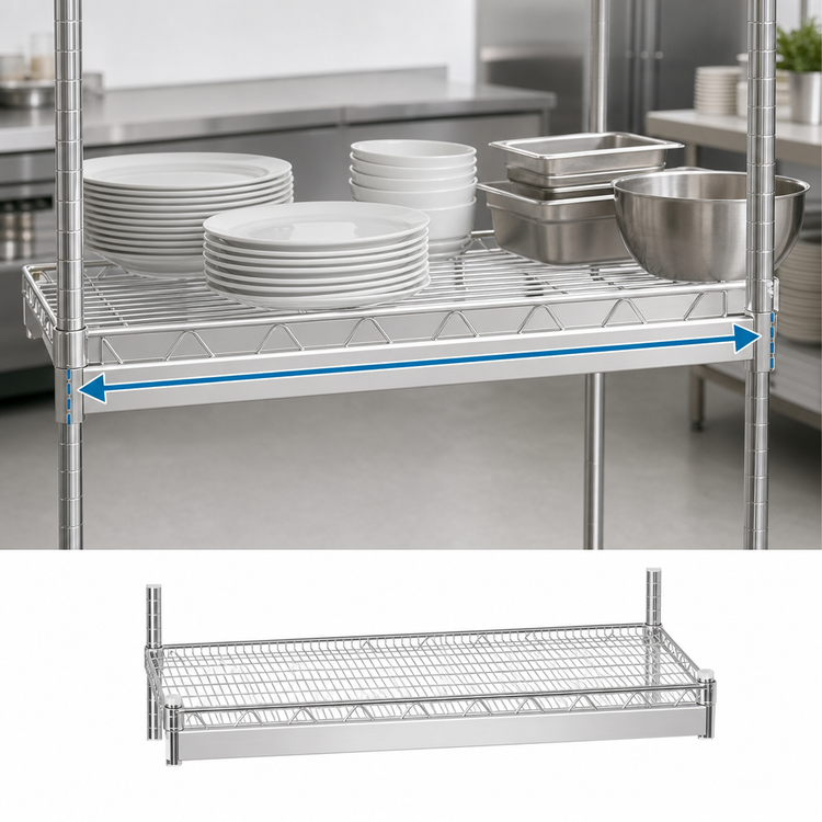 Product image #3 for Metro Super Erecta 48-Inch x 4-Inch Stainless Steel Shelf Ledge for Solid Shelves