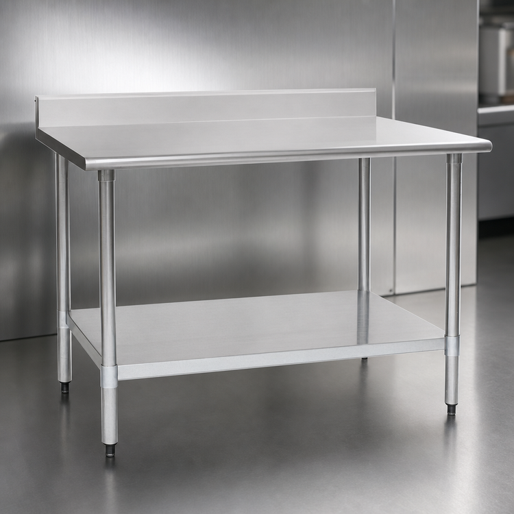 Product image #3 for Eagle Deluxe Series 60 Inch x 30 Inch 16 Gauge Stainless Steel Work Table With 4-1/2 Inch Backsplash and Adjustable Undershelf