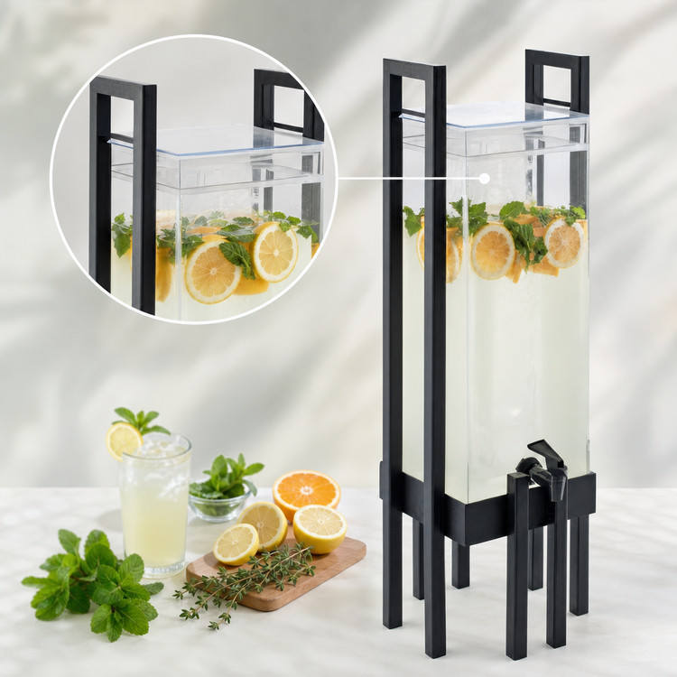 Product image #3 for Cal-Mil One by One 3-Gallon Square Acrylic Beverage Dispenser with Infusion Chamber and Handles