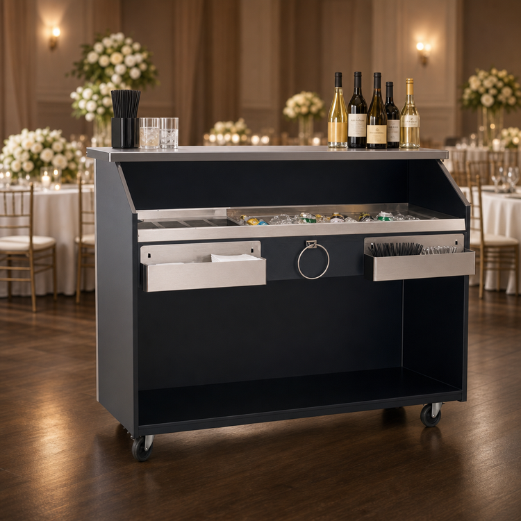 Product image #3 for Deluxe Standard Portable Bar with Ice Bin, Speed Rails, and Casters