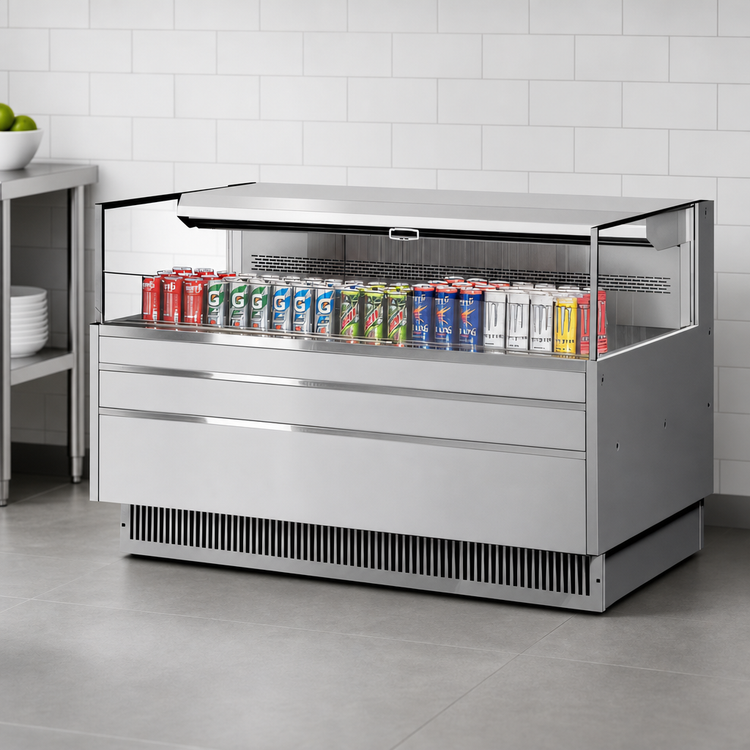 Product image #3 for Turbo Air Low-Profile Horizontal Open Display Merchandiser, 8 Cu. Ft., Deck Only, Self-Contained Refrigeration