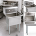 Thumbnail image #3 for BK Resources 1-Compartment Stainless Steel Sink with 20 x 20 x 12 Bowl, 9-Inch Backsplash, No Drainboards, Galvanized Legs