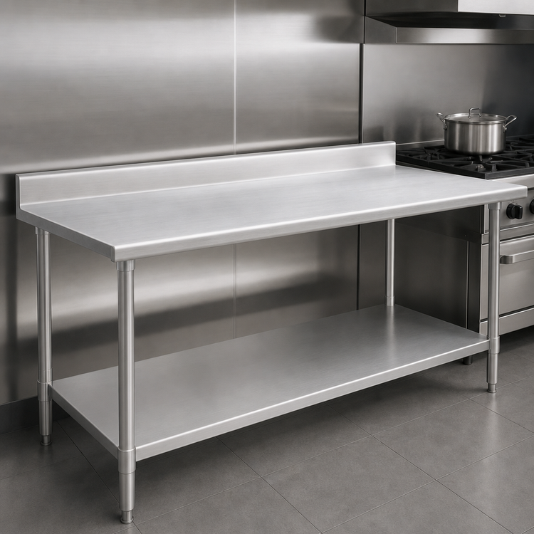 Product image #3 for Eagle Spec-Master 72"W x 30"D Stainless Steel Work Table with 4-1/2" Backsplash and Adjustable Undershelf