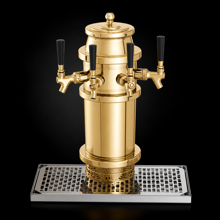 Product image #3 for Glastender Roman 4-Faucet Draft Dispensing Tower, Polished Brass, Air Cooled
