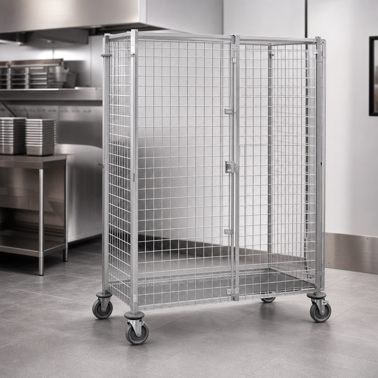 Product image #3 for Metro Super Erecta Mobile Security Cage, Stainless Steel Finish, Standard Duty, 65 x 27-1/4 x 62 Inches