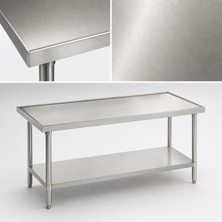 Product image #3 for Advance Tabco VSS-486 72" x 48" Flat Top 304 Stainless Steel Work Table with Adjustable Undershelf