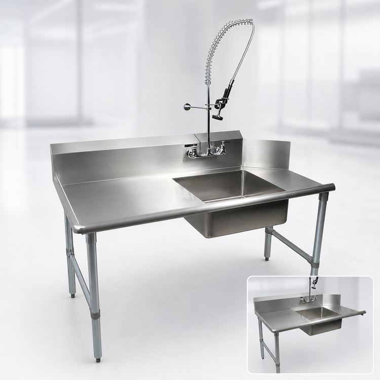 Product image #3 for 72-Inch Right-to-Left Straight Soiled Dish Table with 20 x 20 x 8 Sink Bowl