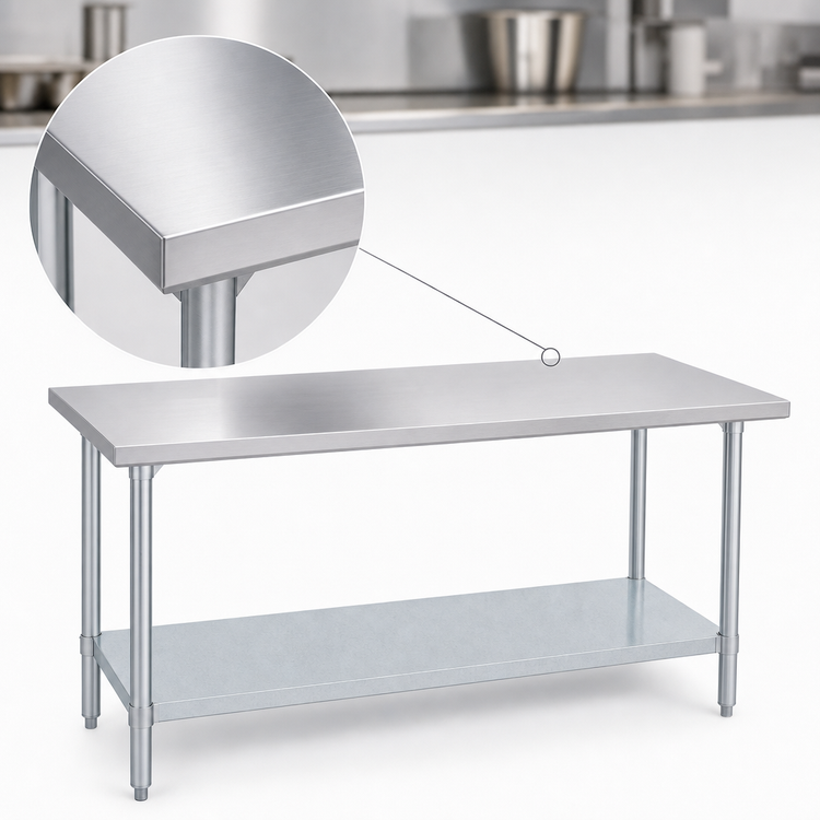Product image #3 for Duke Manufacturing Stainless Steel Work Table with Galvanized Undershelf, 48 x 24 x 36 Inches