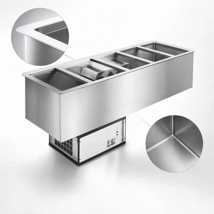 Product image #3 for Atlas Metal WCM-BT-6 6-Pan Full-Size Drop-In Refrigerated Cold Pan with Air Flow System