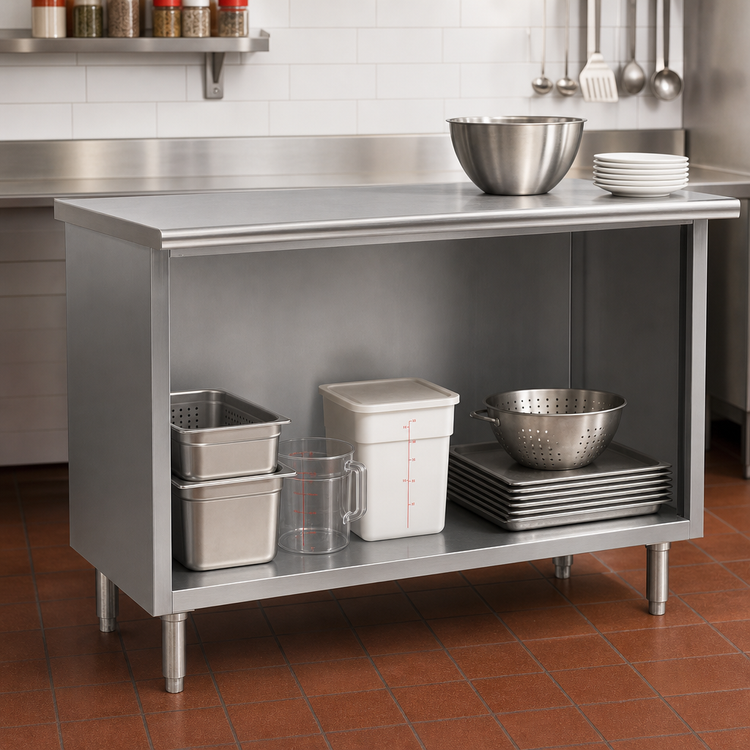 Product image #3 for Eagle Spec-Master Open Front Stainless Steel Cabinet Base Work Table, 84 x 24 Inches